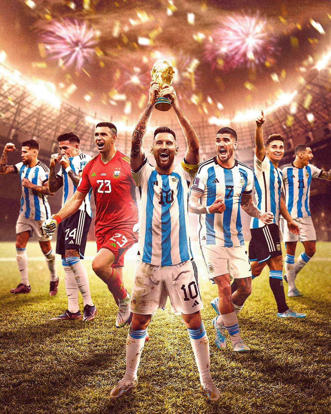 1080x1350 Messi World Cup Celebration 4k Wallpaper