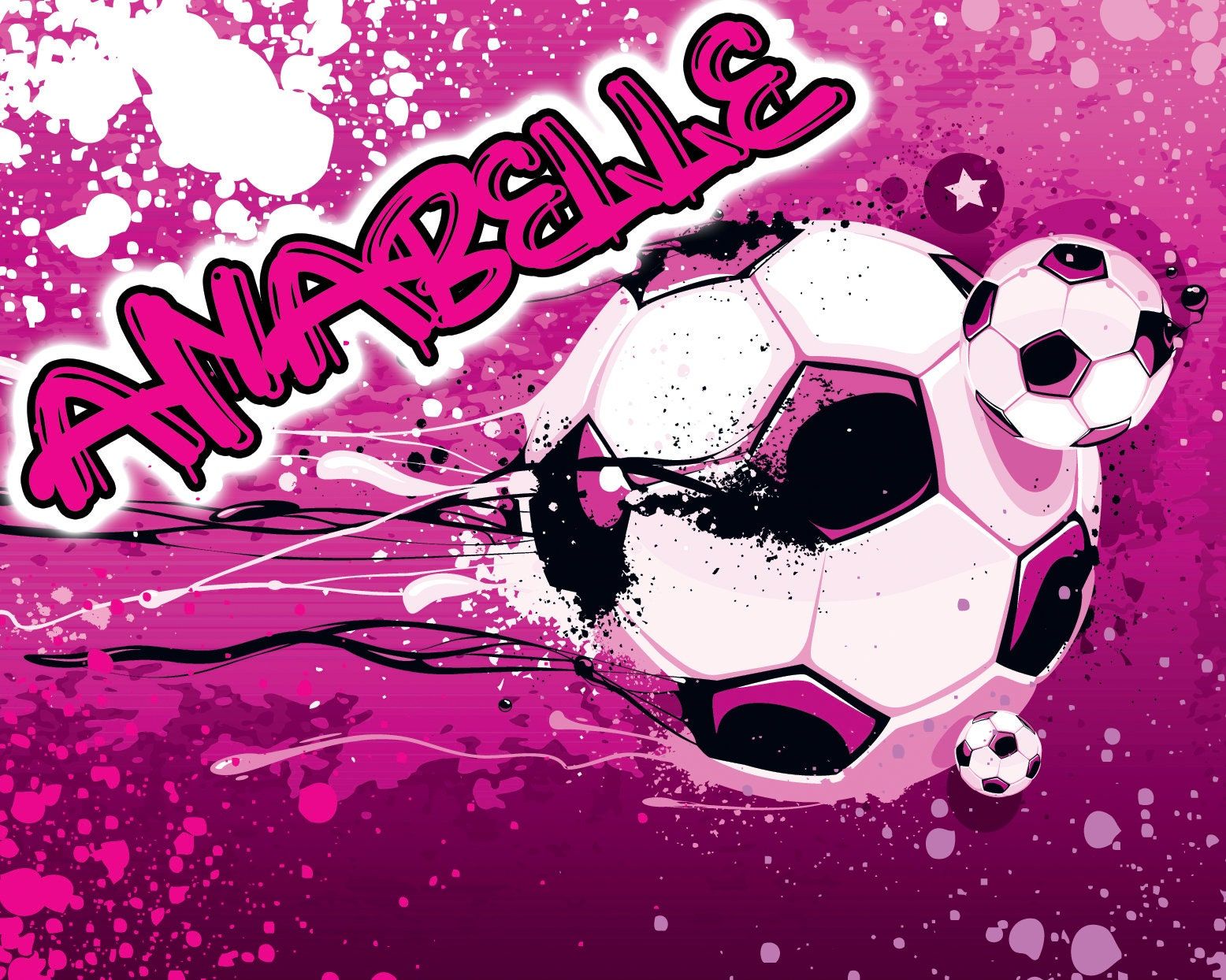 1556x1244 Personalised Name Football Theme Ball Soccer Girls Pink Graffiti Wallpaper Mural Bedroom Playroom Games Room Wall Backdrop Scene Setter