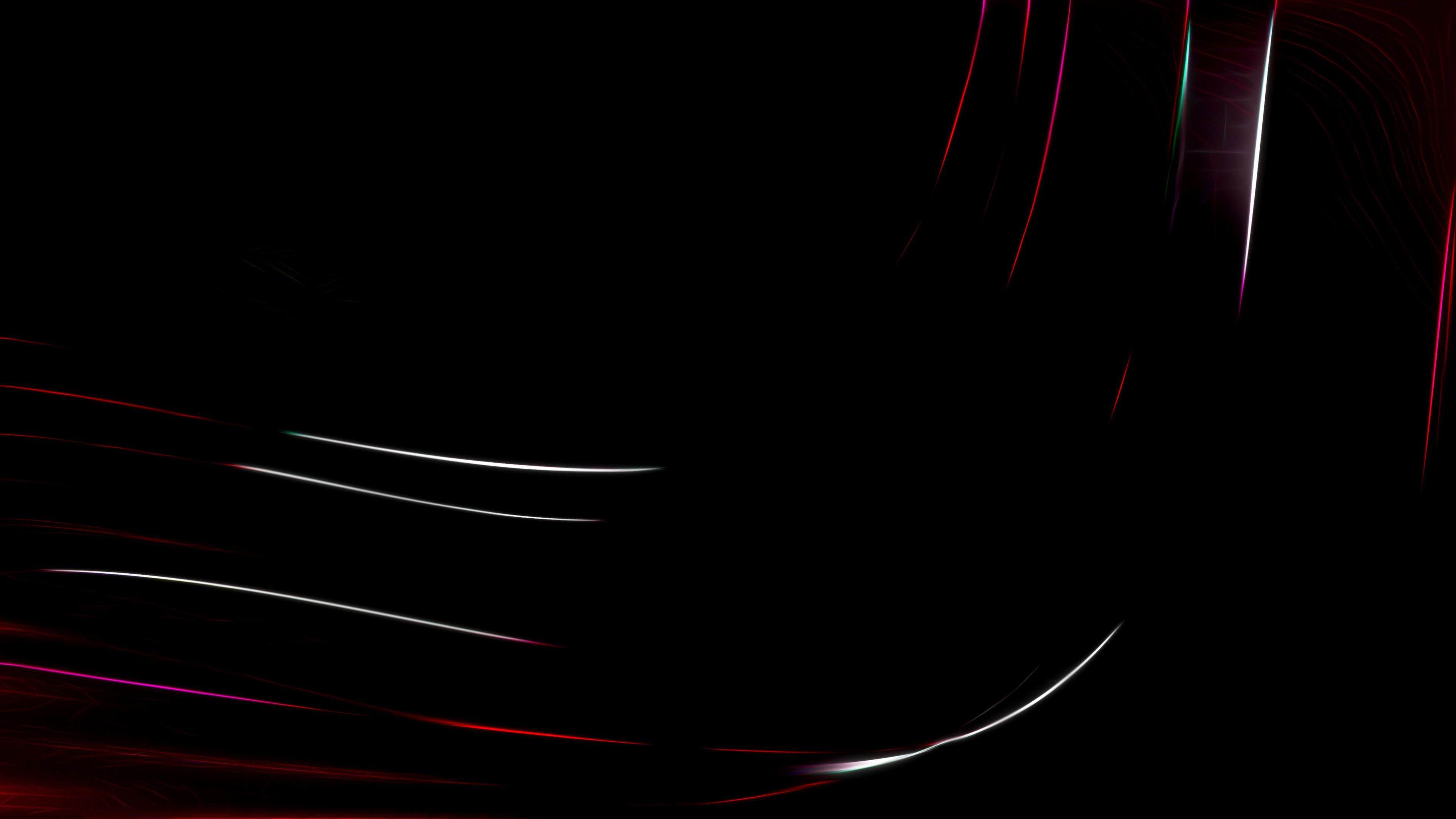 3840x2160 Free Download Black Background with White and Red Light Streaks