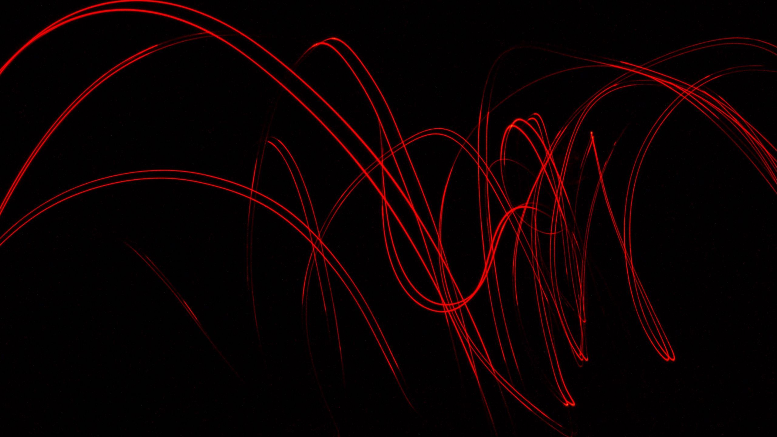 2560x1440 Download wallpaper 2560x1440 lines, light, red, black widescreen 16:9 HD background