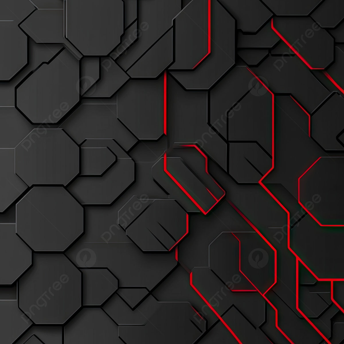 1200x1200 Abstract Black Background With A Red Line And Dark Gray Hexagonal Pattern, Hexagonal, Abstract, Black Background Image And Wallpaper for Free Download