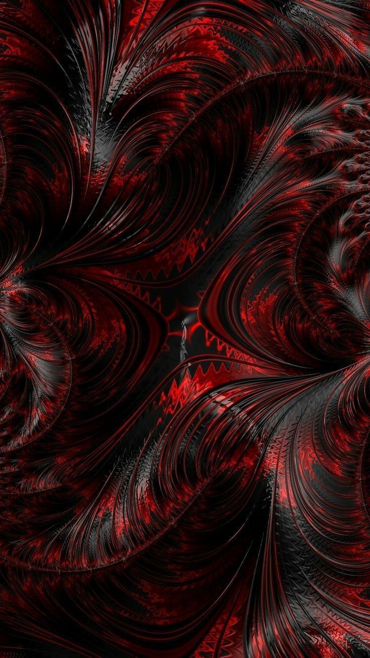 736x1308 Abstract Red and Black Background with Swirly Lines. Dark red fantasy background, Black and red fractal, Red and black ornate background