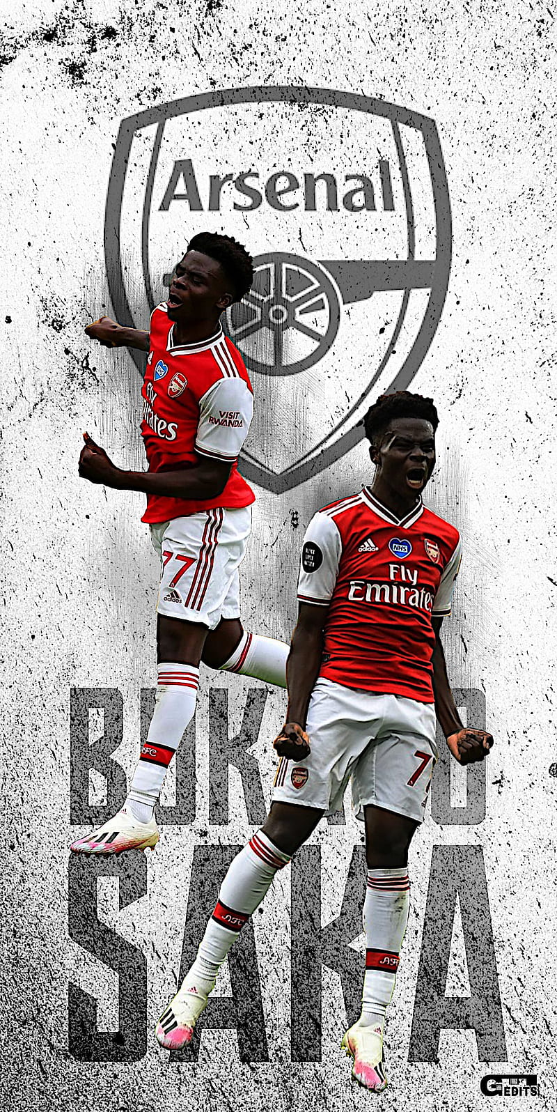 800x1596 1280x768px, 720P free download. Bukayo Saka, Arsenal FC, English football player, portrait, red stone background, HD wallpaper