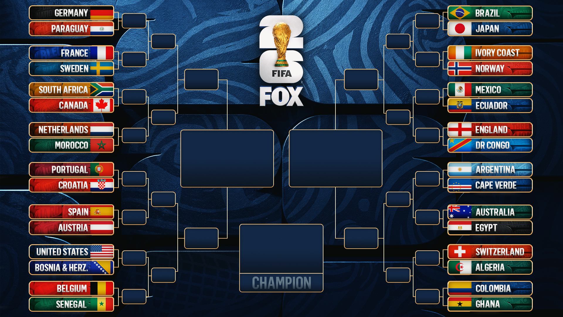 1920x1080 World Cup Bracket: Full Round Of 32 Matchups