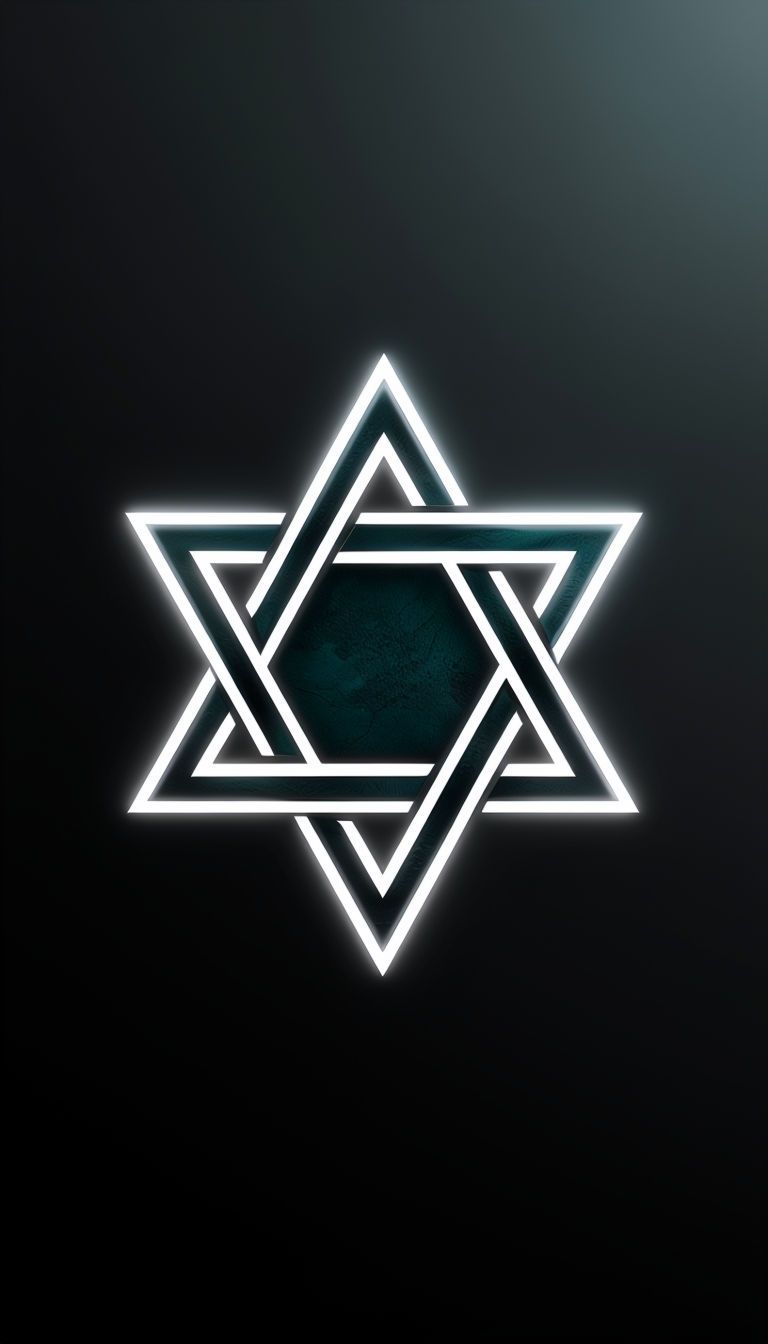 768x1344 Luminous Geometric Hexagram Design Against Dark Background Mobile Wallpaper