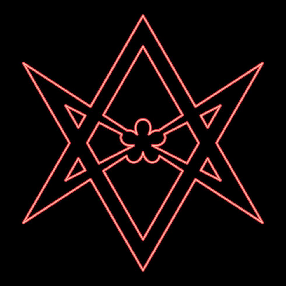 980x980 Neon thelema Unicursal Hexagonal symbol Unprocessing hexagram Telemma sacred geometry red color style