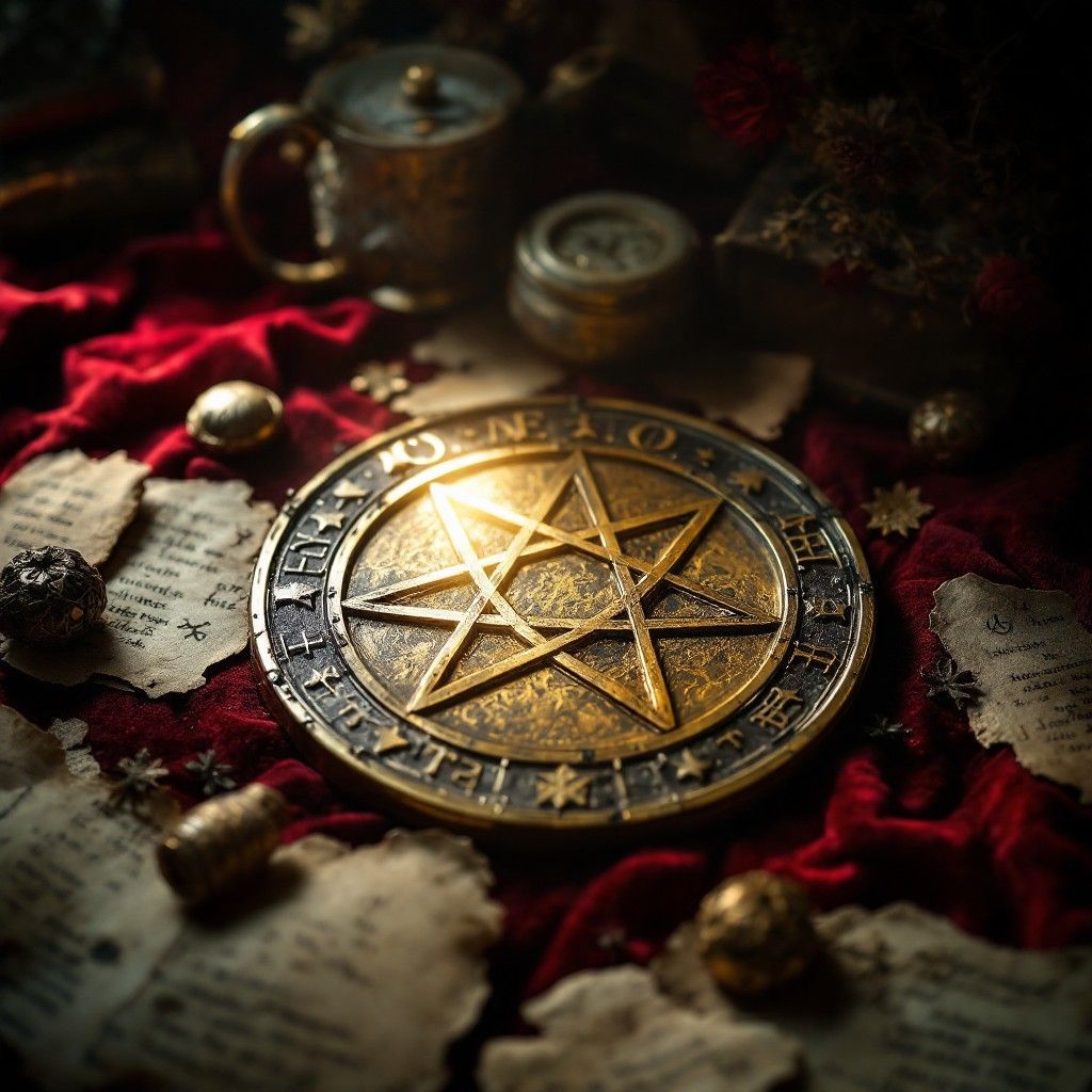 1024x1024 Free Mystical Golden Hexagram Image, Mystical, Vintage