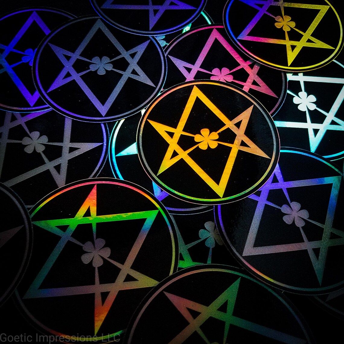 1140x1140 Unicursal Hexagram Holographic Sticker