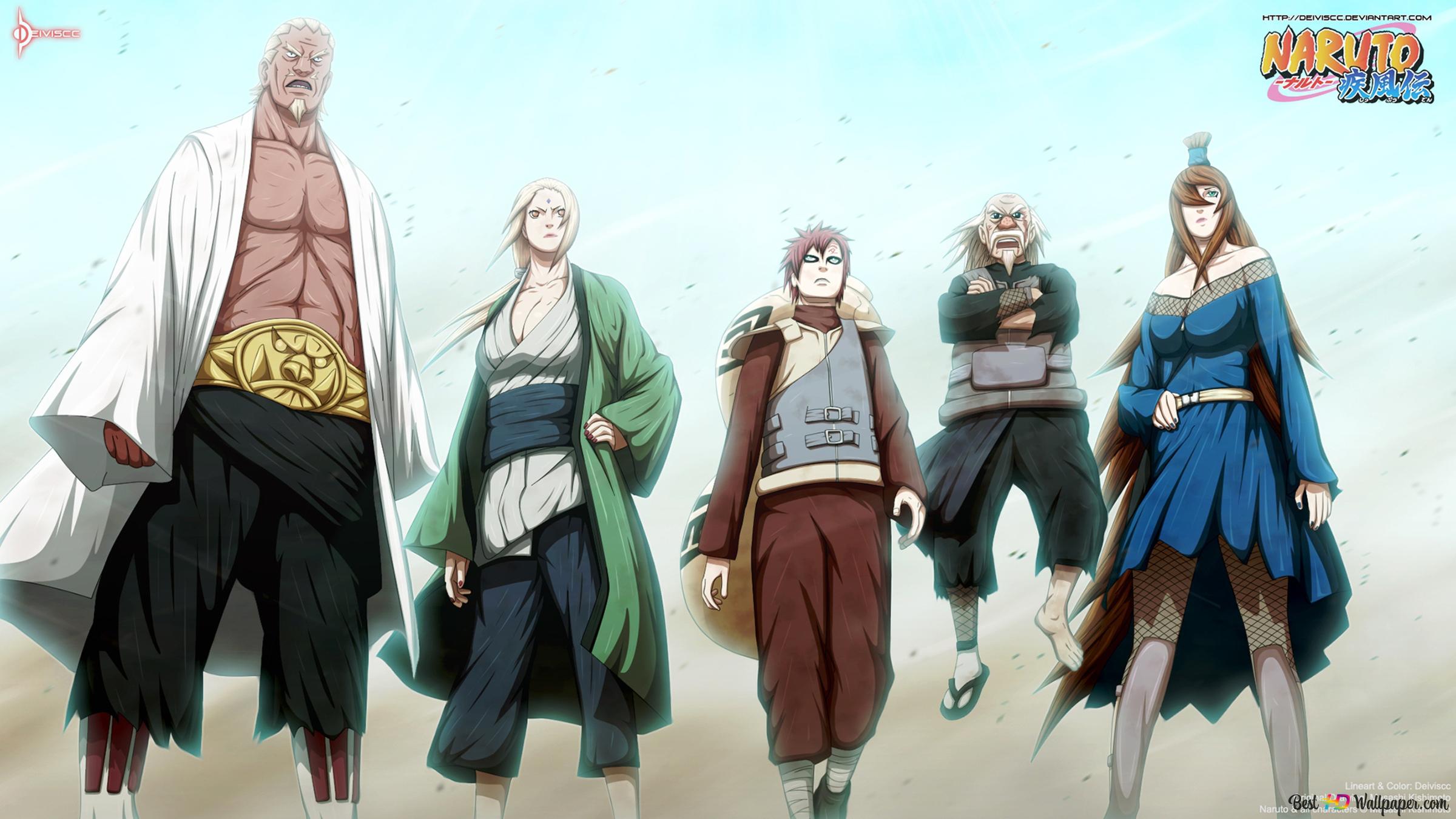 2400x1350 Naruto, Gaara, Onoki, A, Mei Terumi 4K wallpaper download