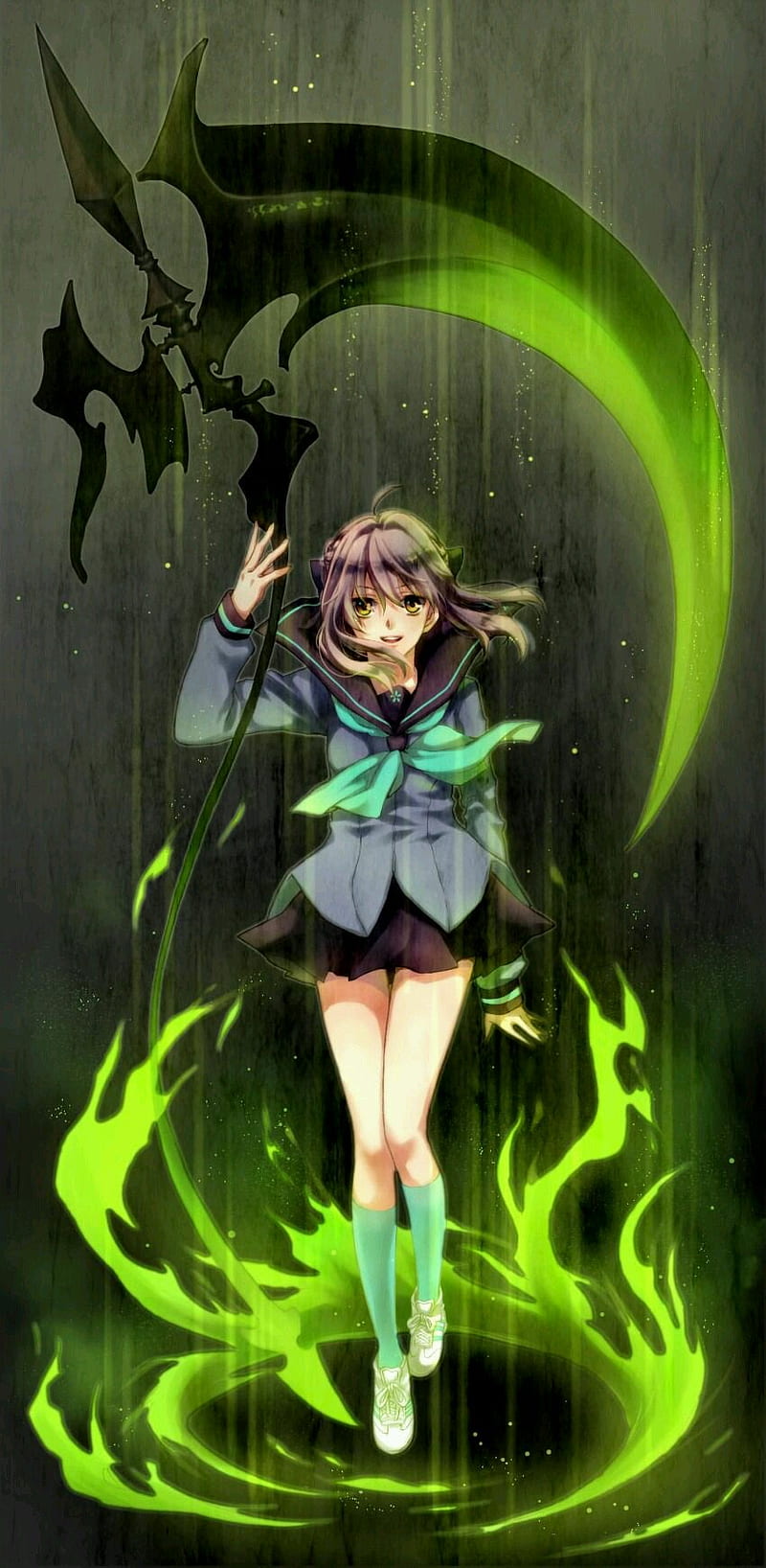800x1636 Anime 私, Green Anime Girl, HD phone wallpaper