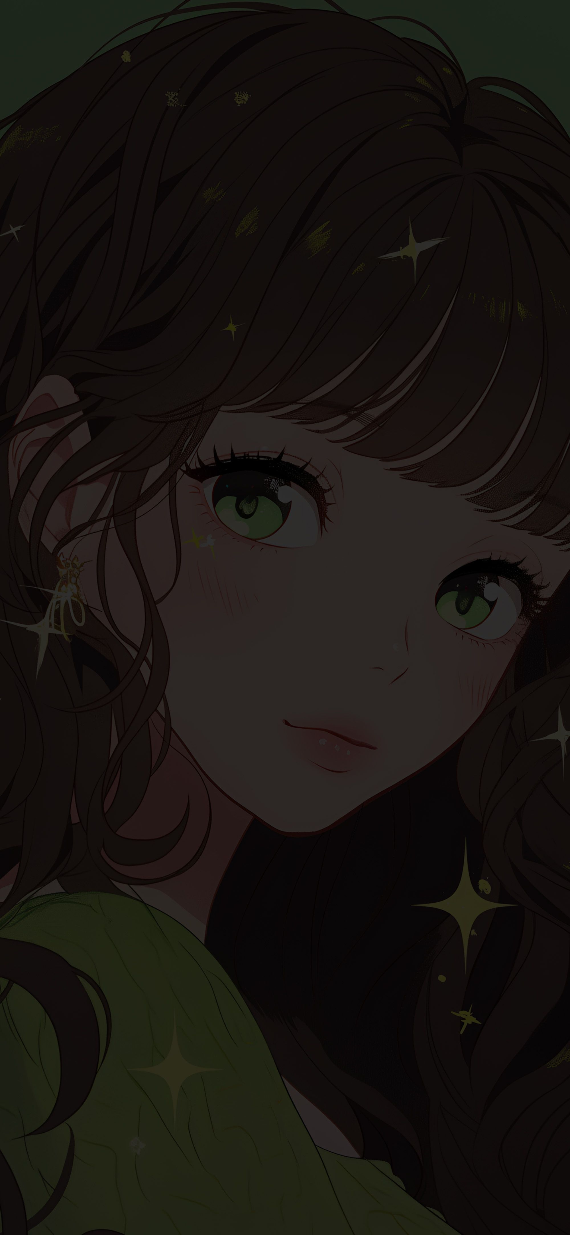 2000x4329 Cute Anime Girl with Green Eyes Wallpaper