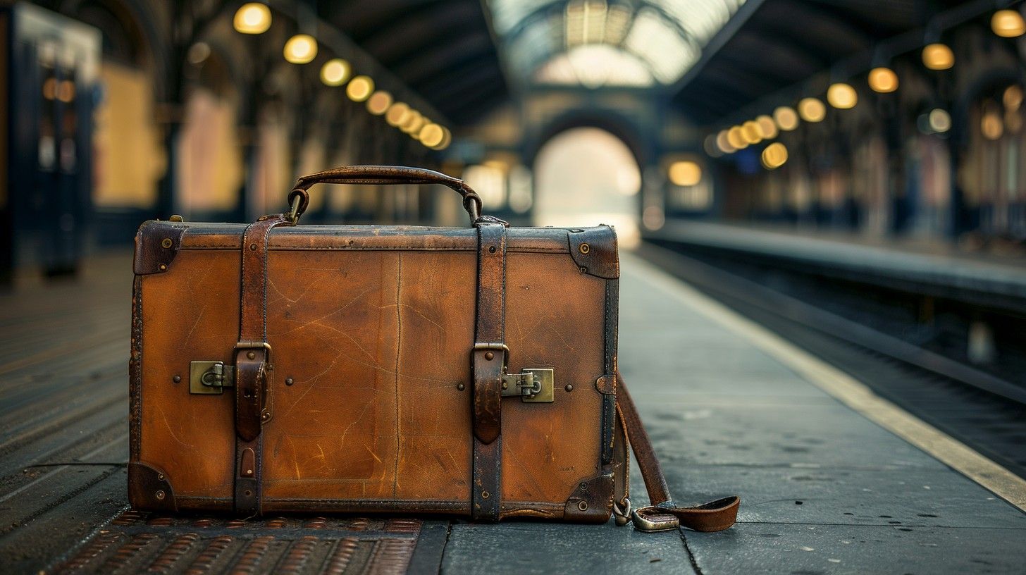 1456x816 Free Worn Vintage Briefcase Image, Vintage, Travel