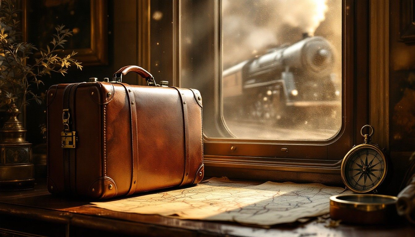 1344x768 Free Vintage luggage waiting Image, Vintage, Suitcase