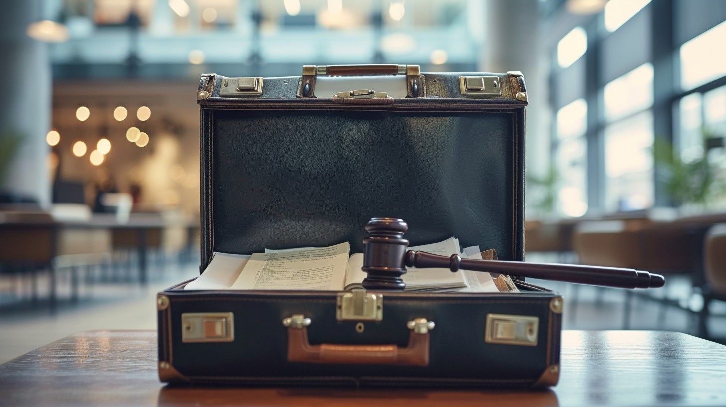 1456x816 Free Lawyer's Briefcase Open Image, Gavel, Books