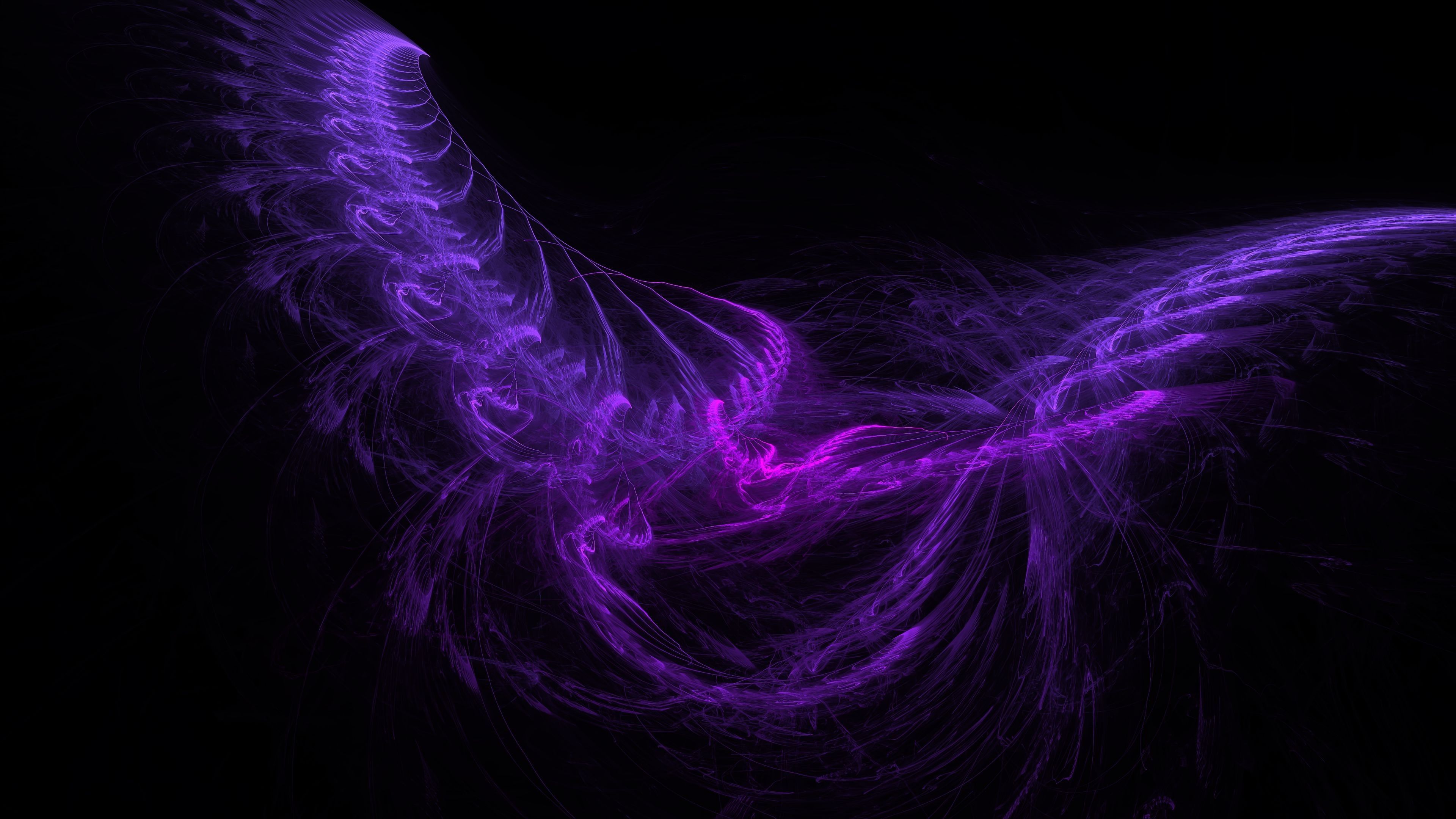 3840x2160 Purple Lines Shapes Darkness Abstraction Wallpaper Dark Background 4K HD Abstract Wallpaper