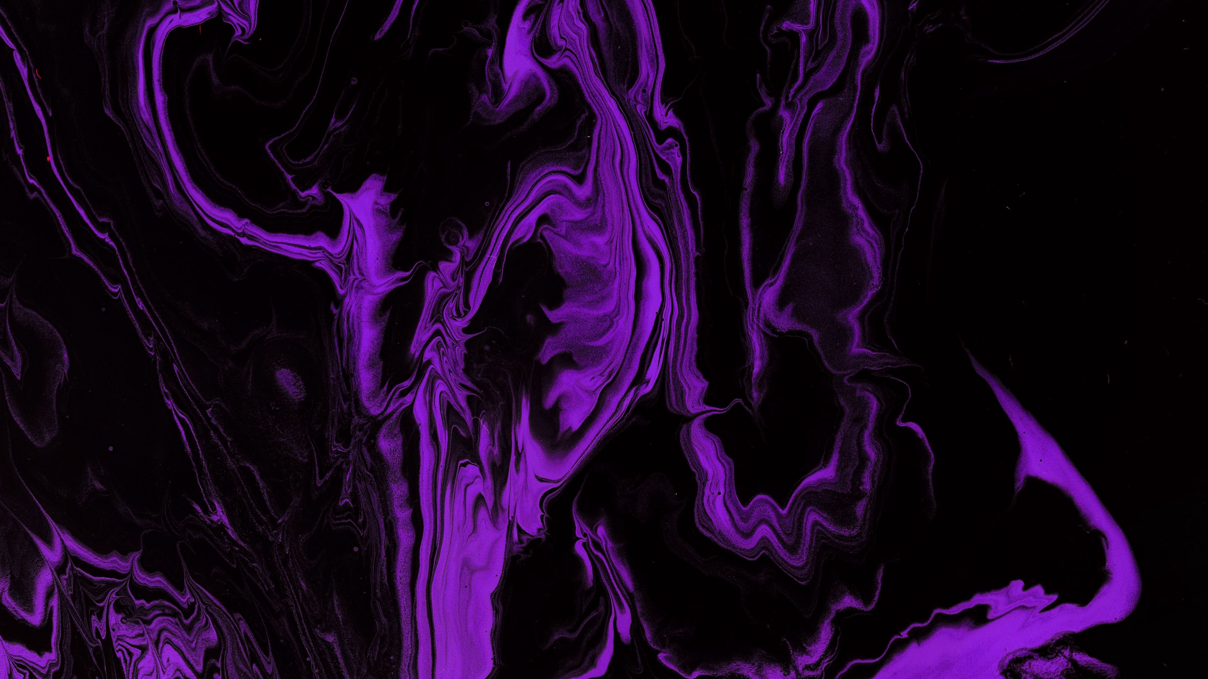 3840x2160 Dark Purple Black Paint Liquid Stains 4K HD Abstract Wallpaper