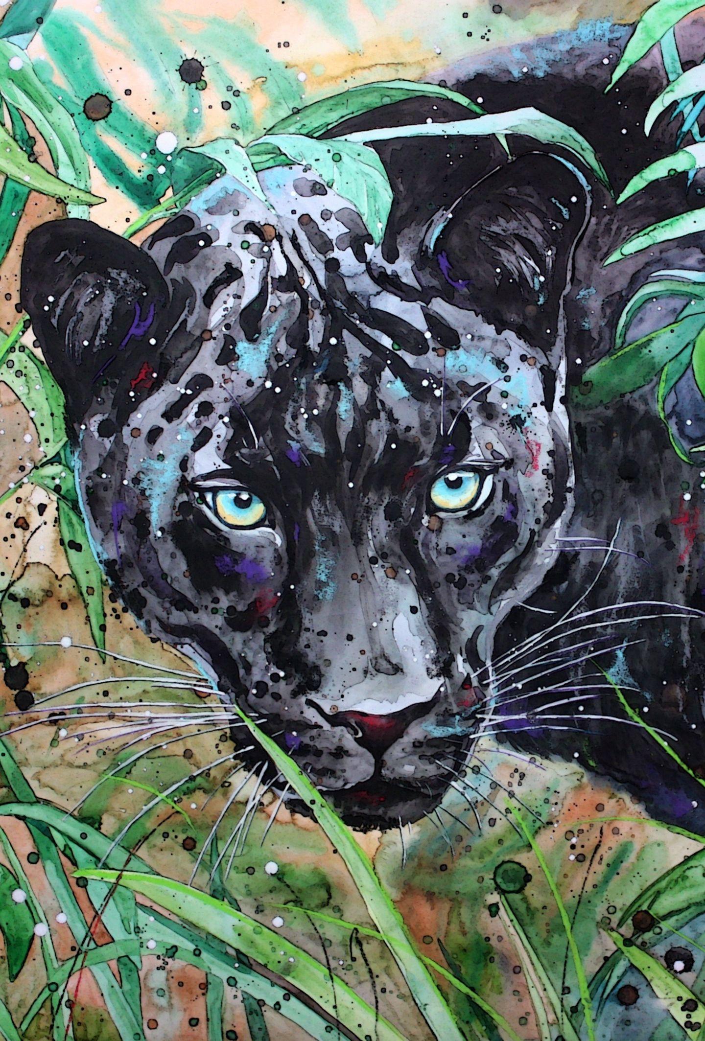 1440x2127 Download 1440x2560 wallpaper grass, black panther, animal, art