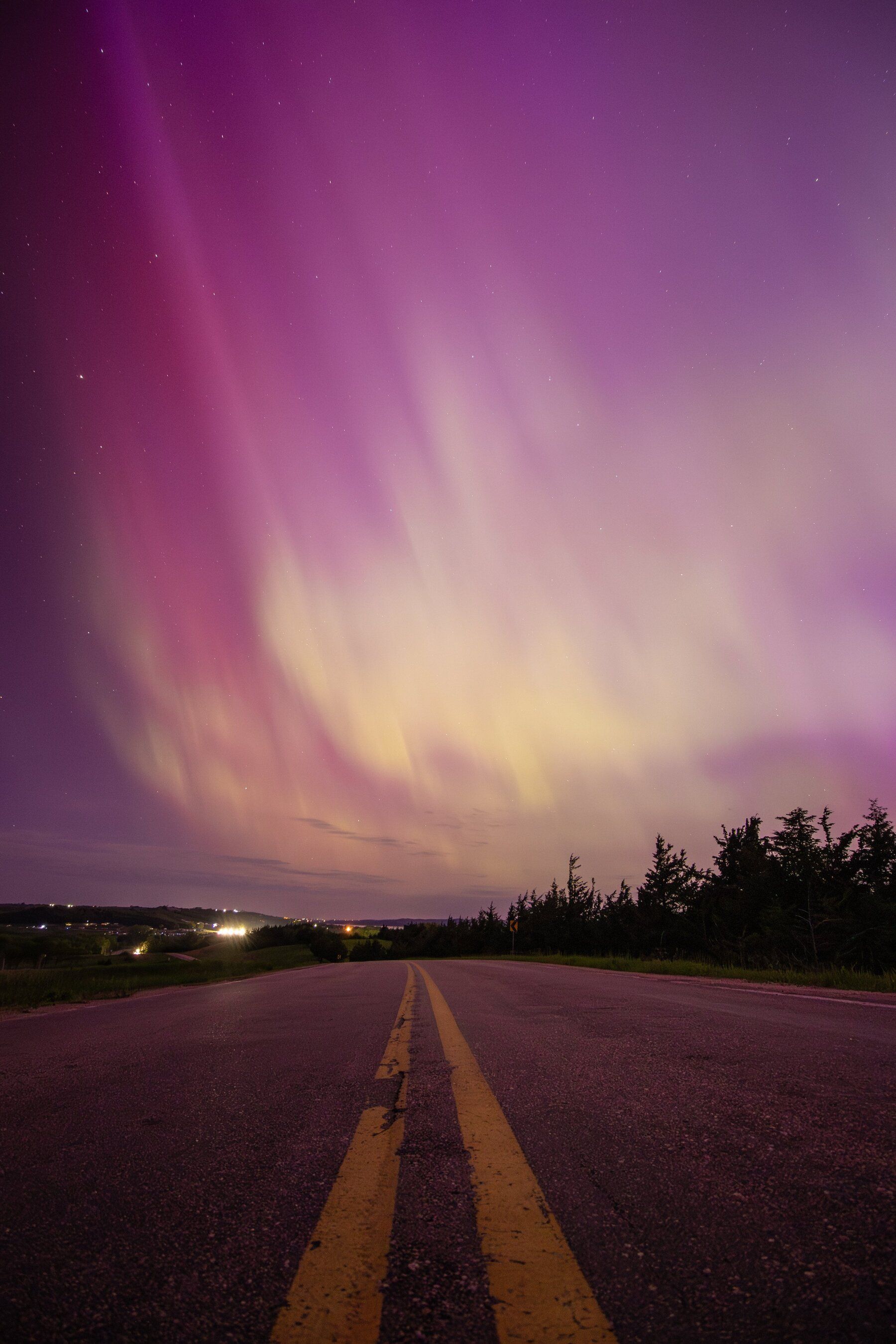 1800x2699 Pink Aurora Borealis Northern Lights In Yankton County South Dakota State United States USA