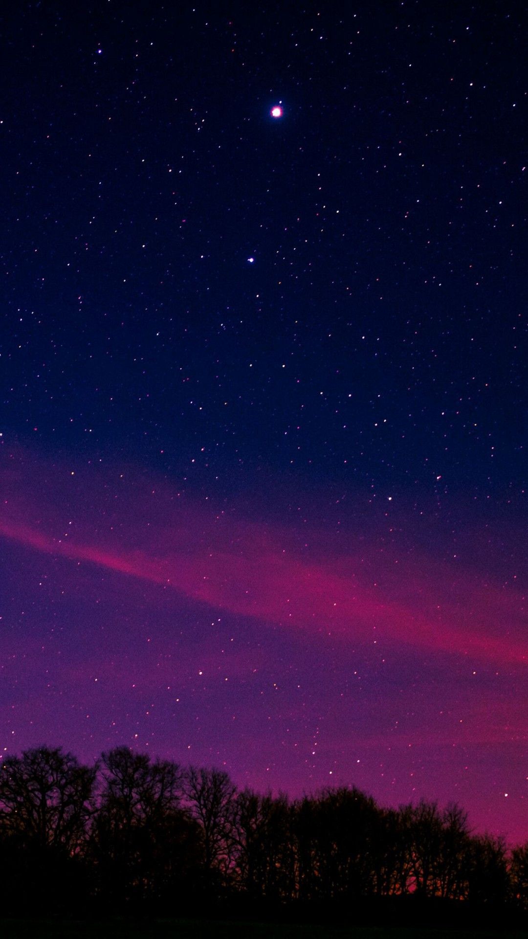1080x1920 Minimal Night Pink Aurora Long Exposure 4K HD Nature Wallpaper