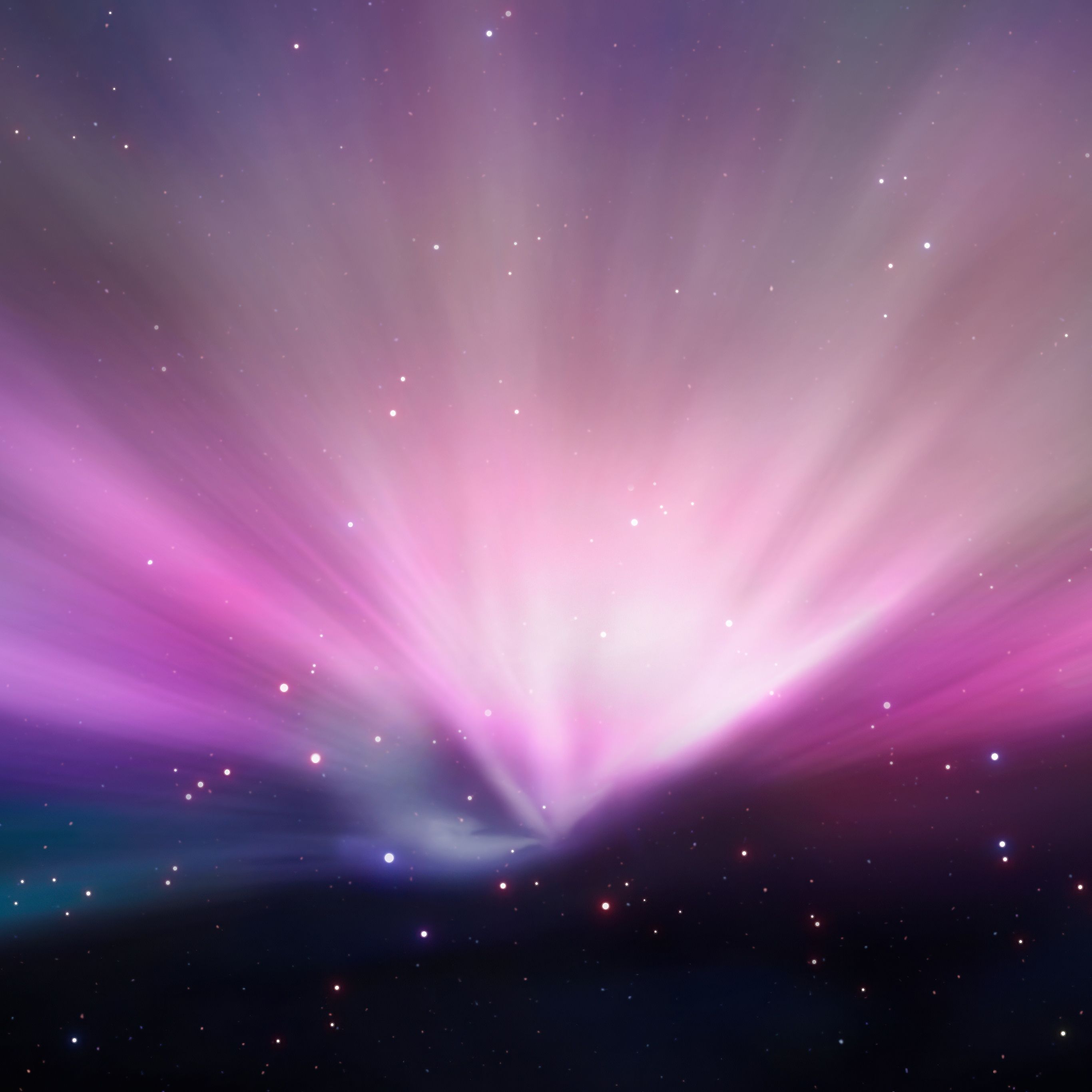2732x2732 OS X Leopard Wallpaper 4K, Aurora, Stars in sky, Pink sky