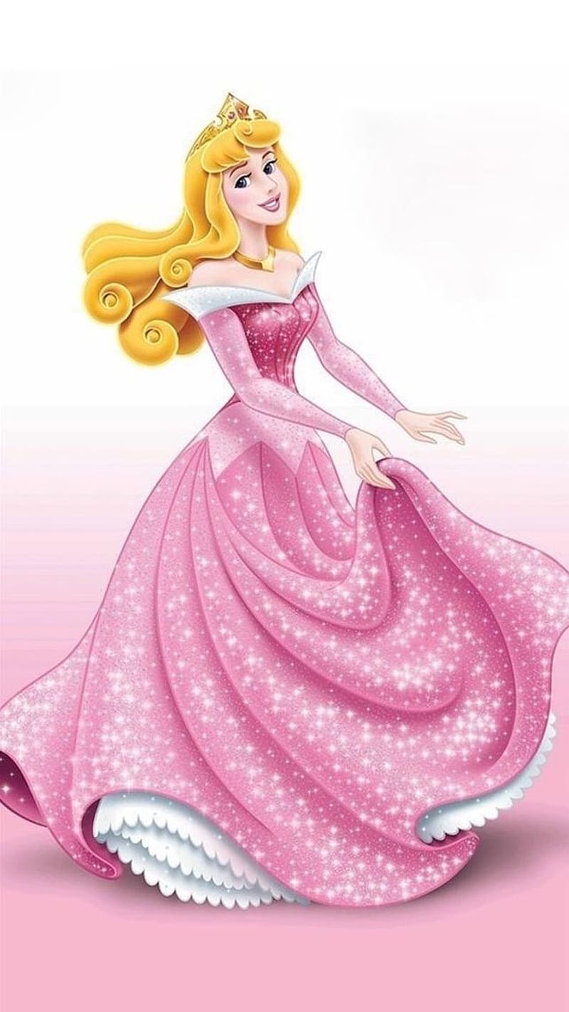 800x1422 Disney Princess, Aurora In Pink Sparkle Dress, aurora, pink sparkle dress, animated, HD phone wallpaper