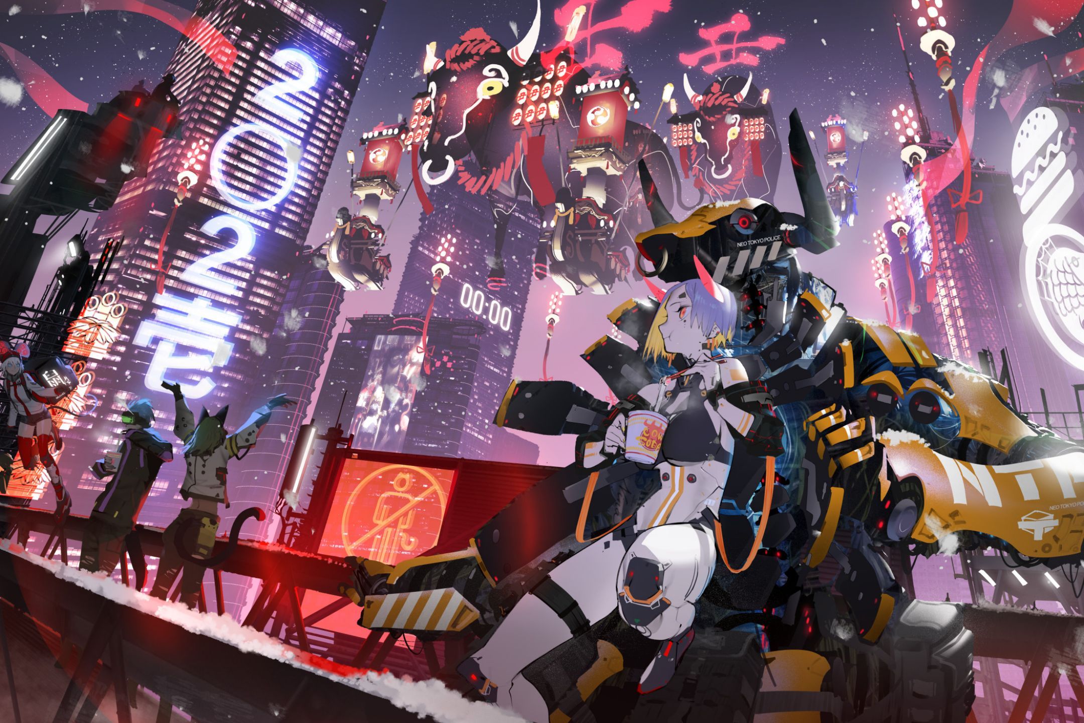 2160x1440 Desktop wallpaper: Cyberpunk, Anime, City 4K free download for PC. 1427530
