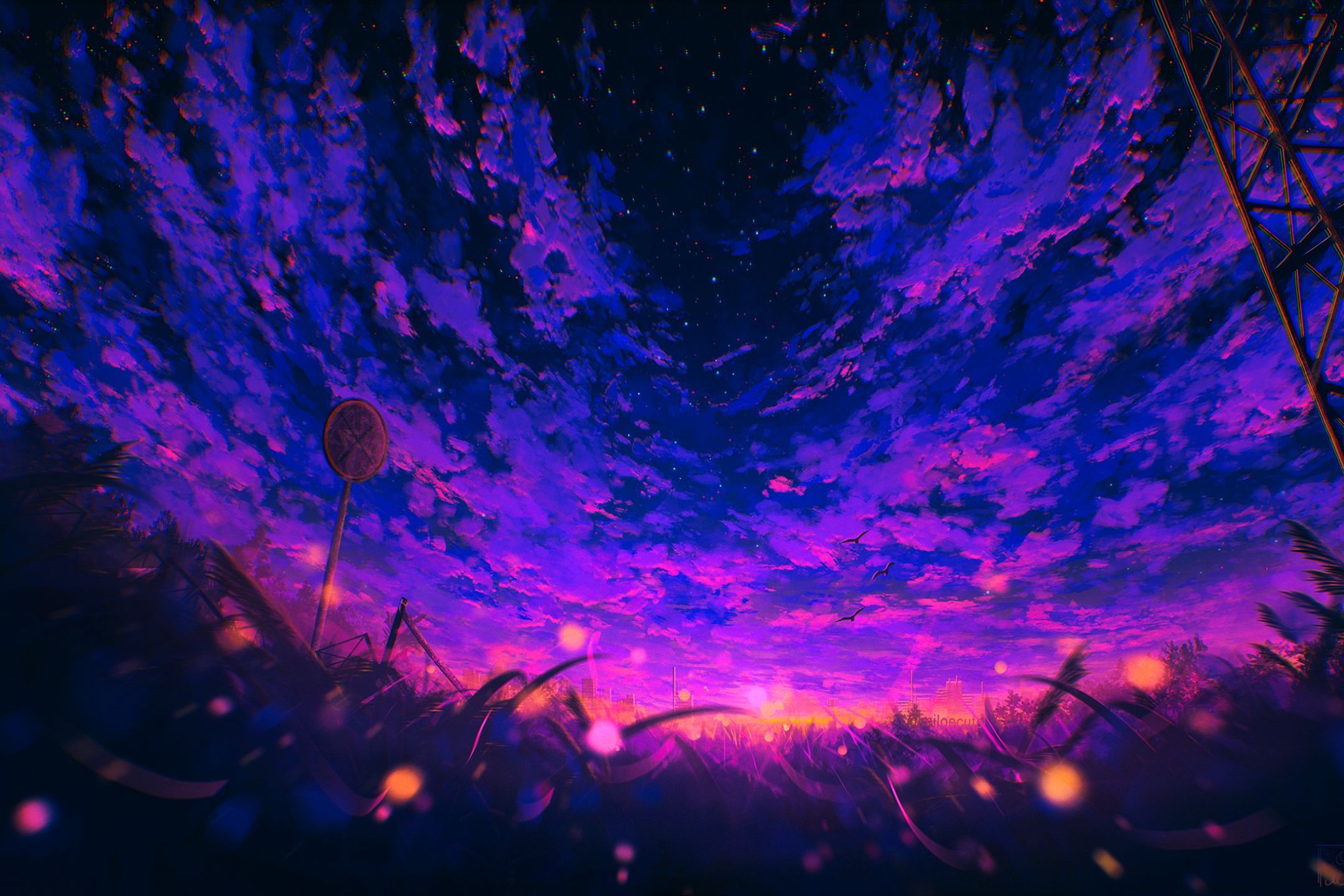2160x1440 Desktop wallpaper: Anime, Sky, Sunset 4K free download for PC. 1424535