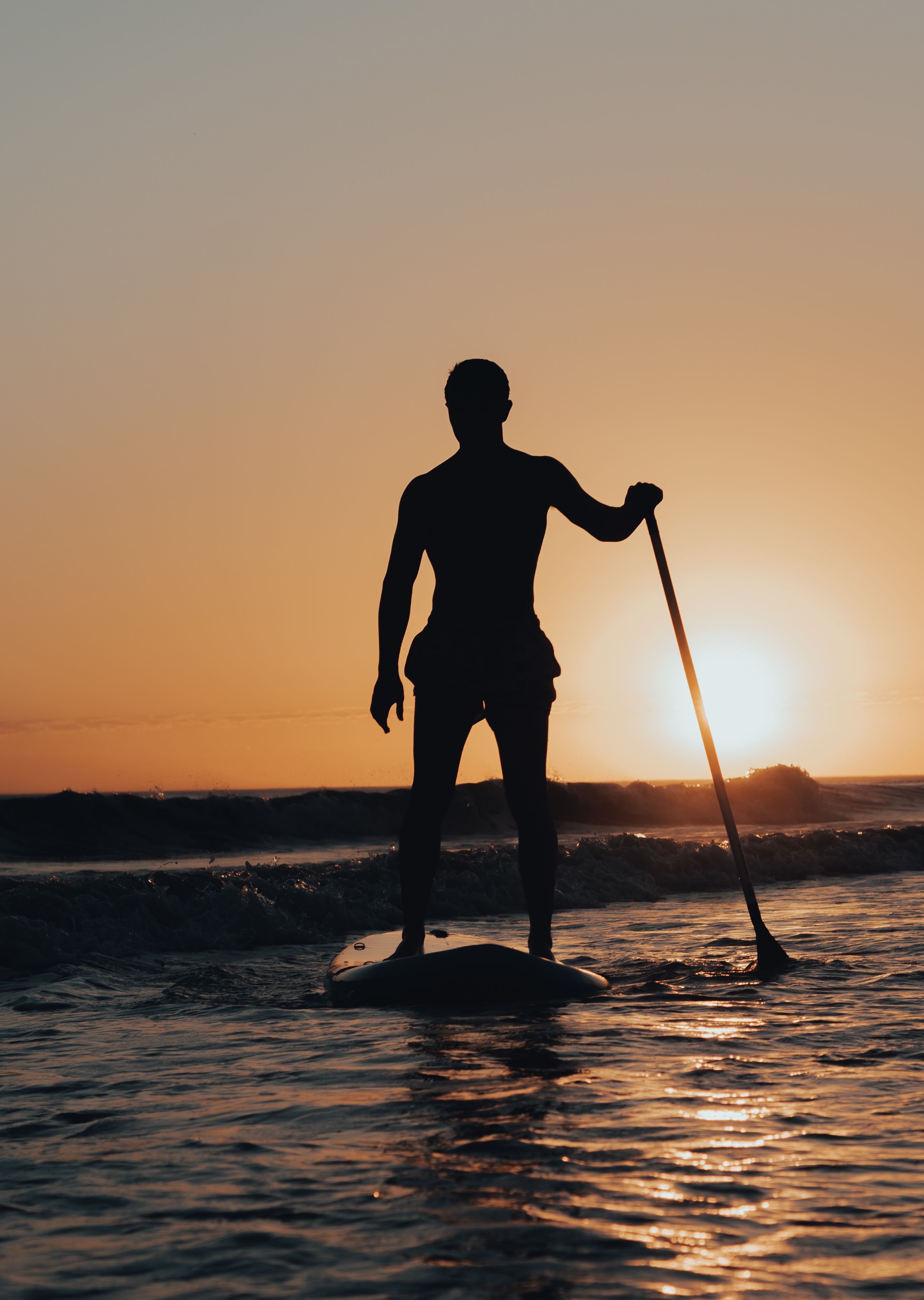 2813x3956 Silhouette of Man Standing on Sup Board · Free