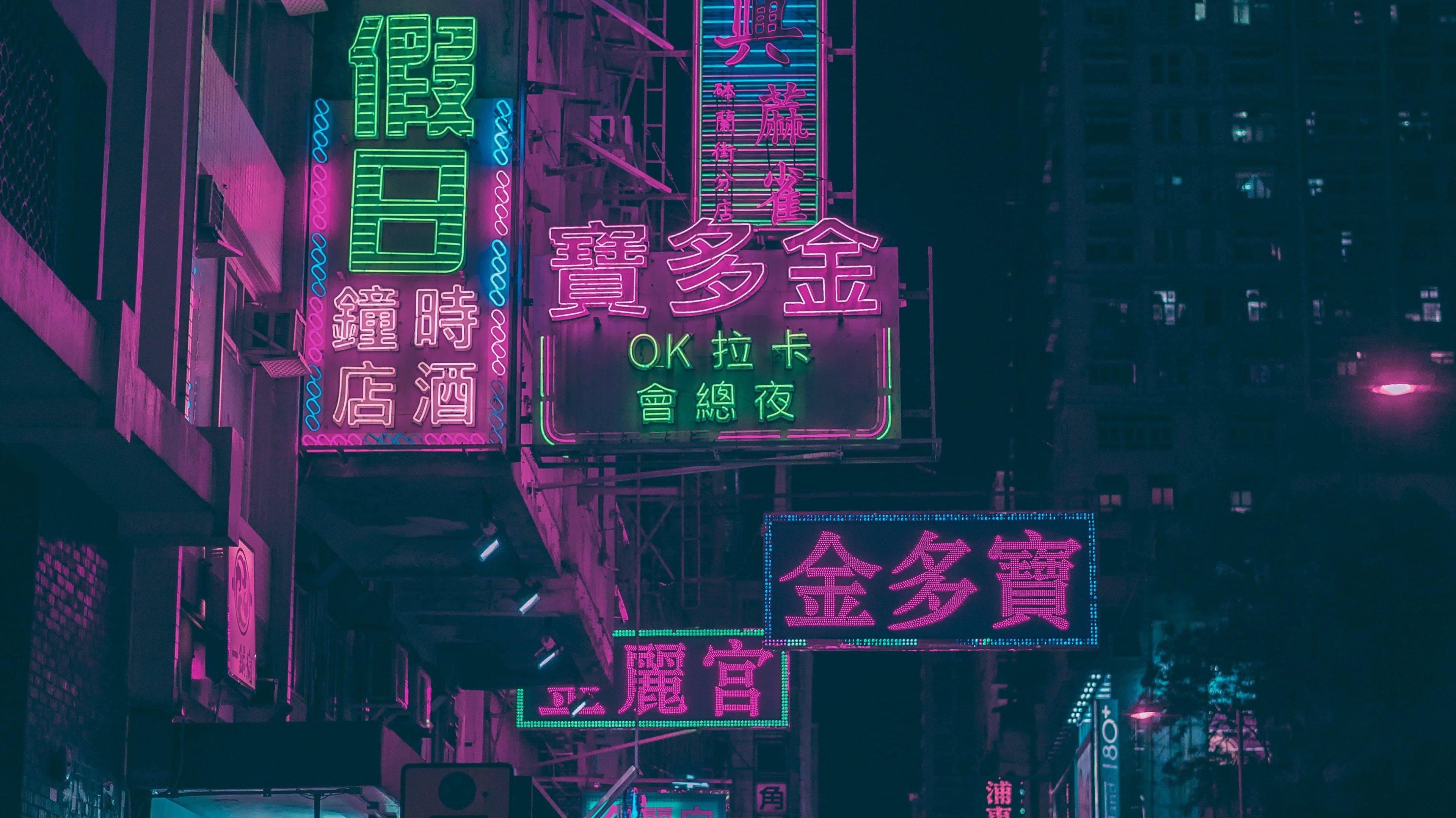 3840x2159 Japanese neon signs