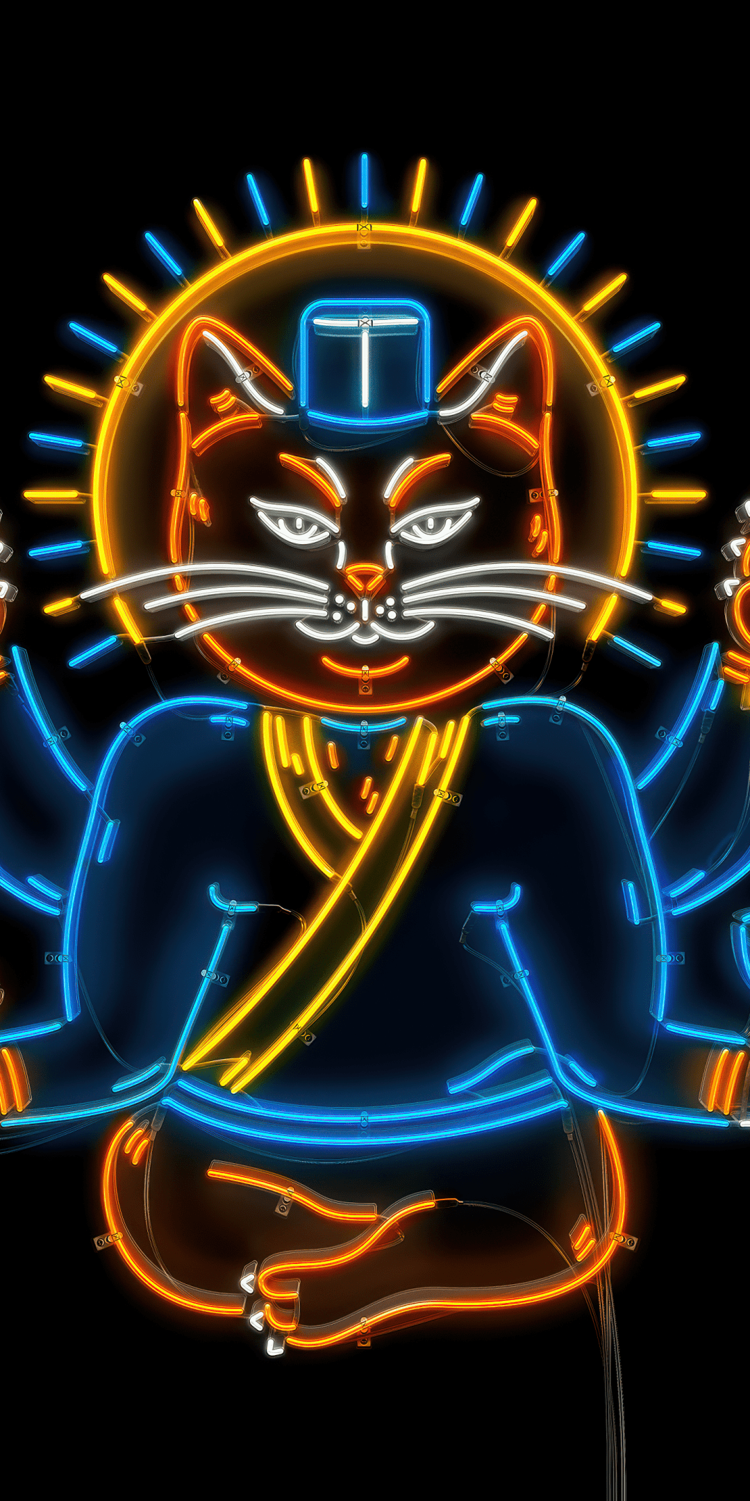 1080x2160 Sushi cat Wallpaper 4K, Neon sign, Japanese culture, 5K