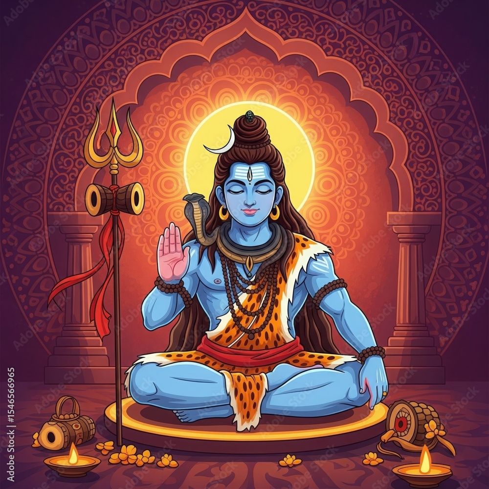 1000x1000 Lord Shiva Mahadev Shankar Neelkanth Adiyogi 4K HD Square Wallpaper. Mahashivratri Special Mobile Background. Shiv Ji 4K Square Image for Instagram & Social Media Stock Illustration
