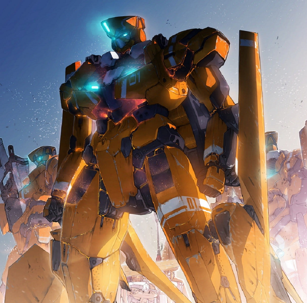 1214x1200 Yellow robot character wallpaper, Aldnoah.Zero, mech, anime, robot HD wallpaper