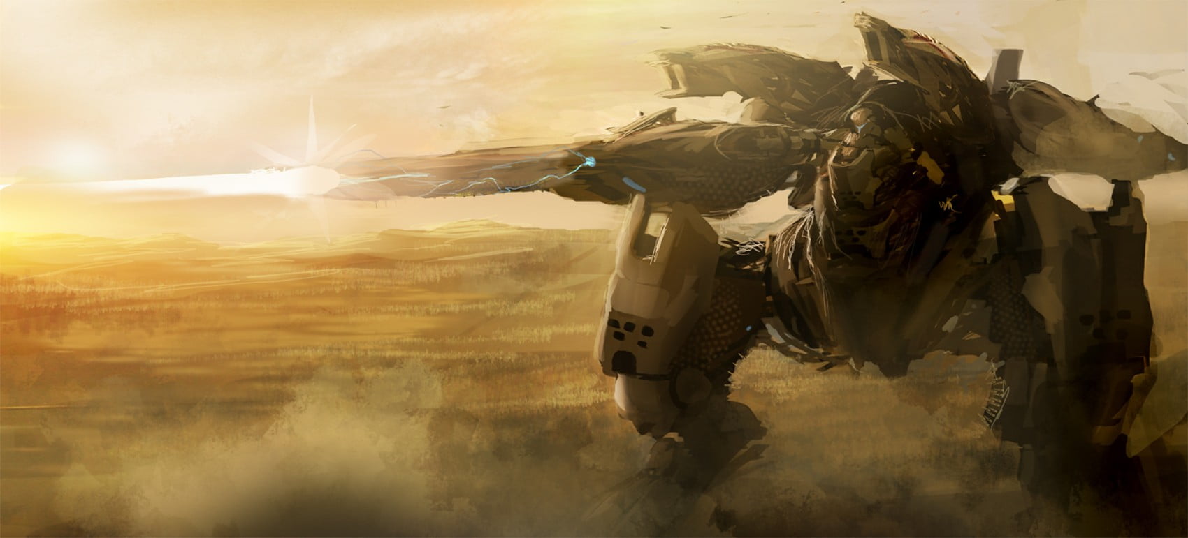 1700x771 Yellow robot illustration, fantasy art, mech, Titanfall, video games HD wallpaper