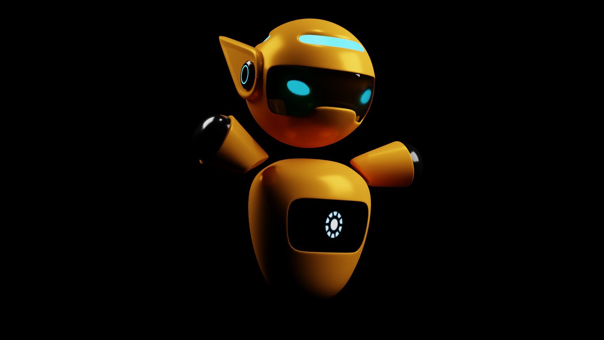 1920x1080 Cute Robot In Yellow 3D