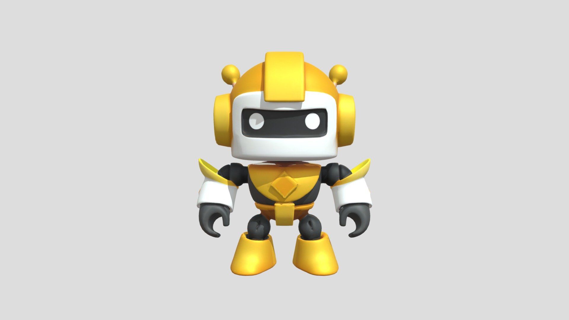 1920x1080 Cute Yellow Robot Free 3D model by artefakt94 [4e185e7]