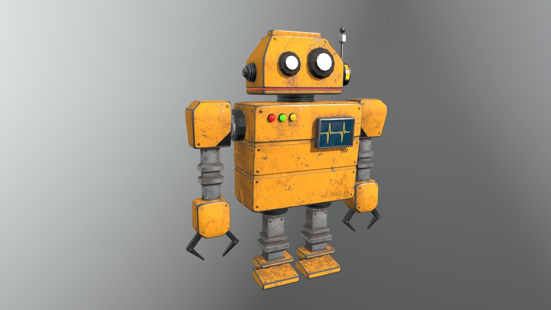 1920x1080 Robot Cute Yellow Low Poly Scifi model by James Ooi [14a54f6]