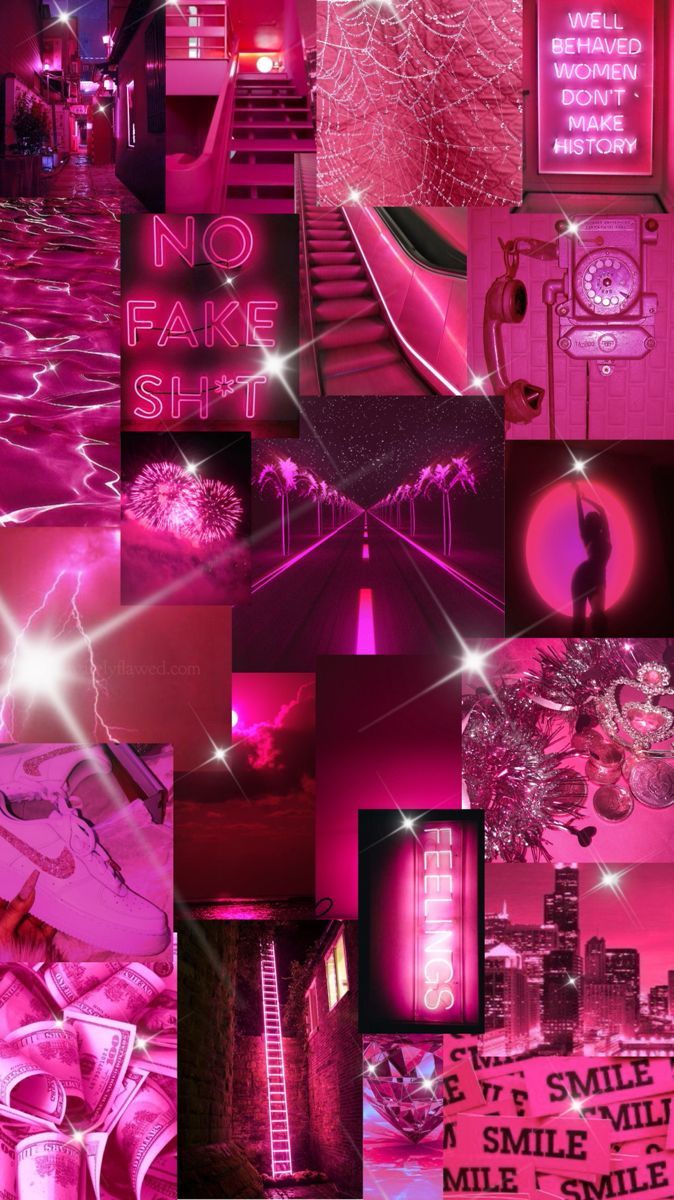 674x1200 Dark Pink Collage Wallpaper