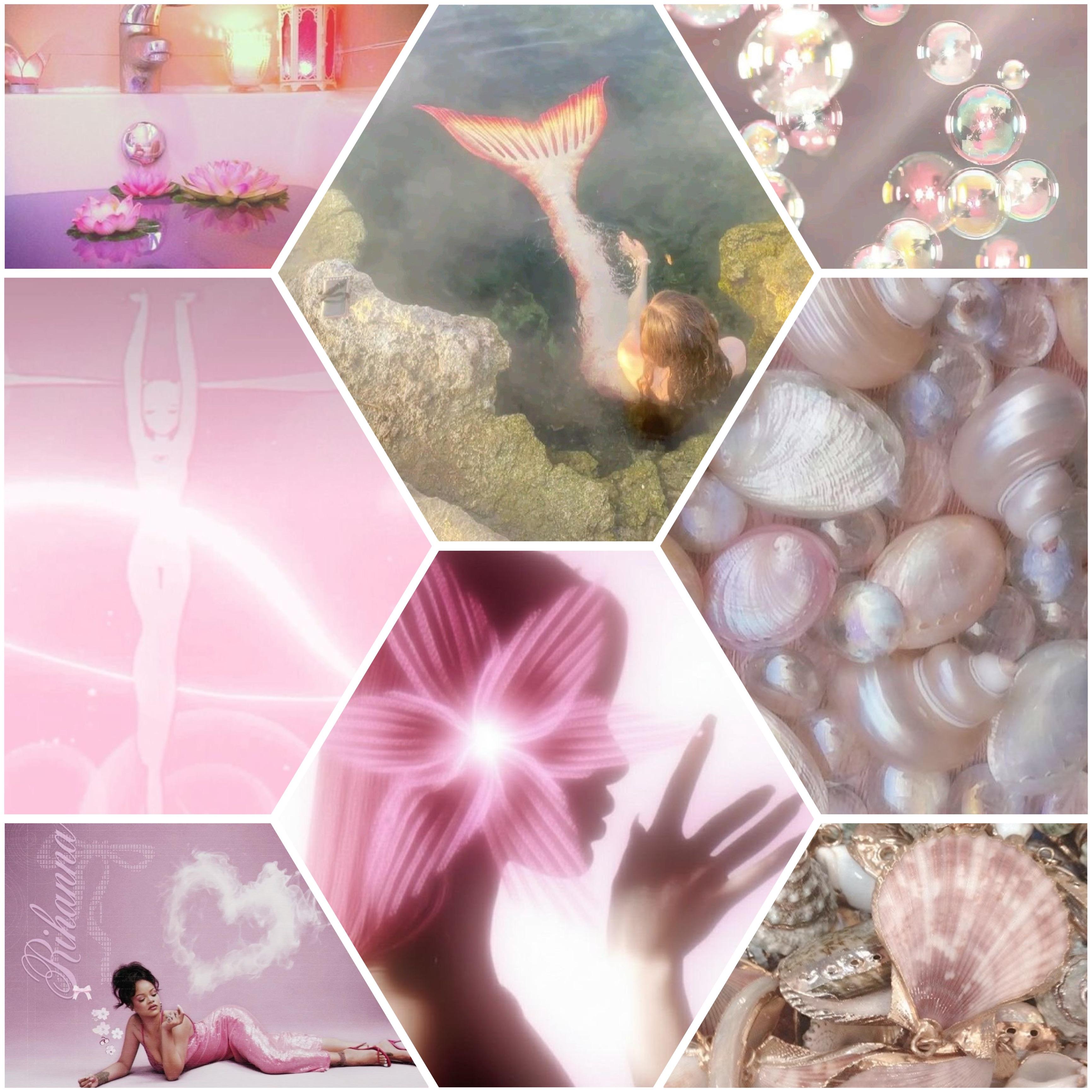 3464x3464 Soft Peach Mermaid Bath Wallpaper Moodboard