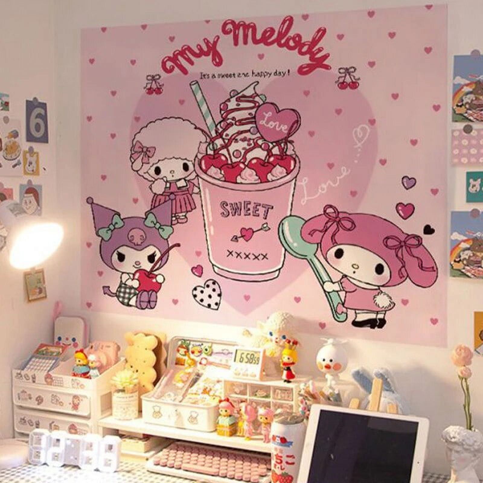 1600x1600 Sanrio Kawaii Kuromi Poster Cinnamoroll My Melody Anime Cute Dormitory HD Waterproof Moisture Proof Bedroom Decorative Wallpaper Business Supplies