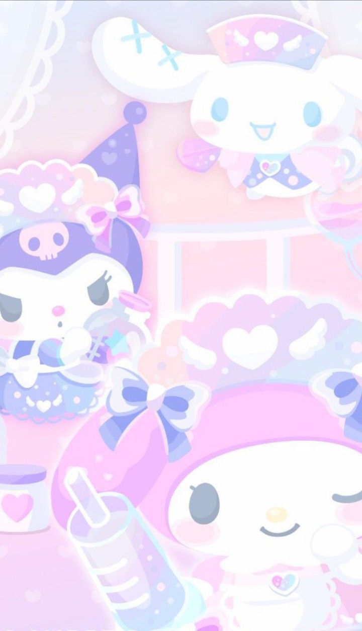 720x1254 Kuromi melody cinamoroll pastel kawaii wallpaper