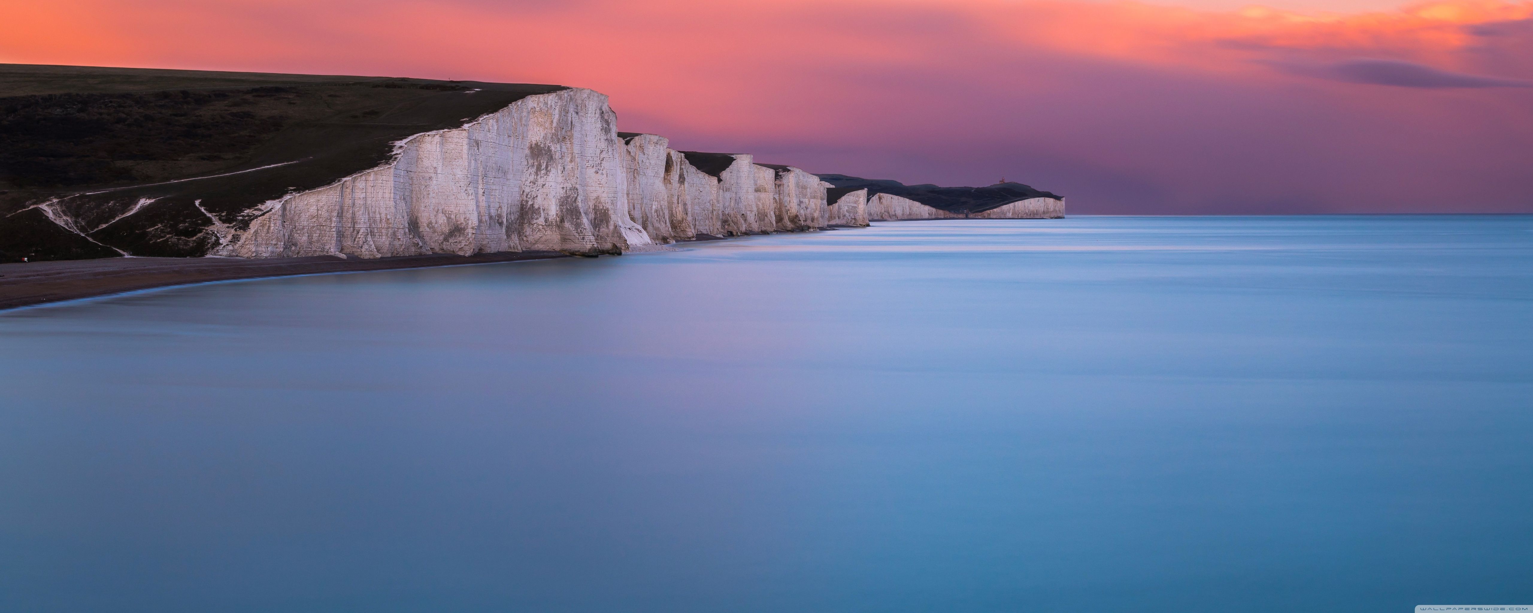 5120x2048 White Cliffs, Coastline, Scenic View 4K UHD Wallpaper for UltraHD Desktop and TV : Widescreen and UltraWide Display : Dual Monitor : Smartphone and Tablet Devices