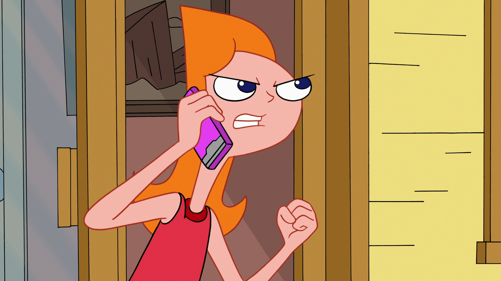 1920x1080 Besides building something extraordinary in the backyard, tell another thing that can triggers Candace Flynn and trying to bust them?