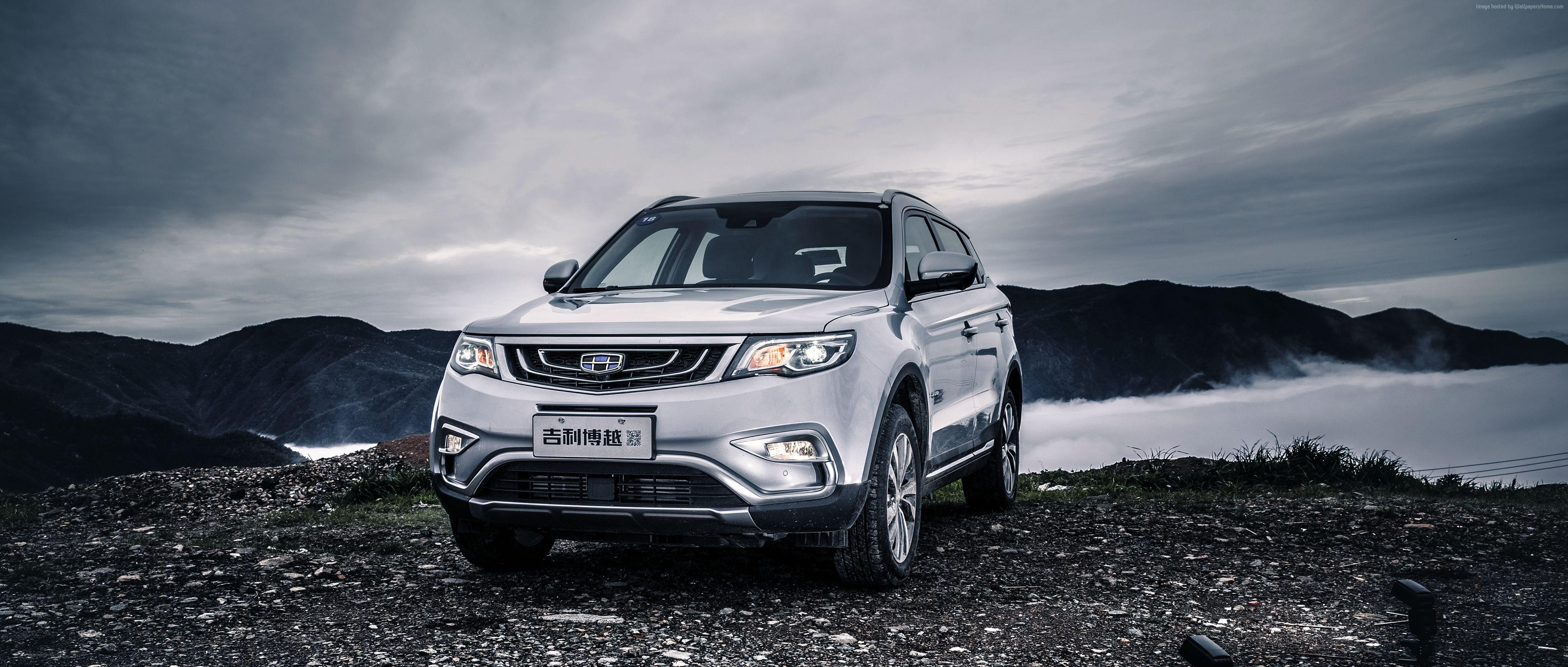4096x1743 Silver SUV, Geely Boyue, 2018 Cars, 4k HD wallpaper