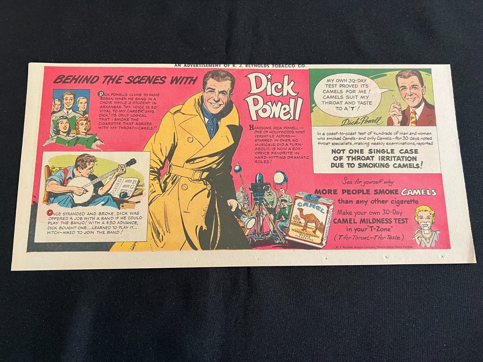 1600x1200 CAMEL Cigarettes Sunday Comics Ad 1951 DICK POWELL Movie Star