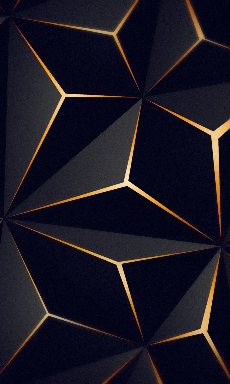 768x1280 Triangle Solid Black Gold 4K HD Abstract Wallpaper