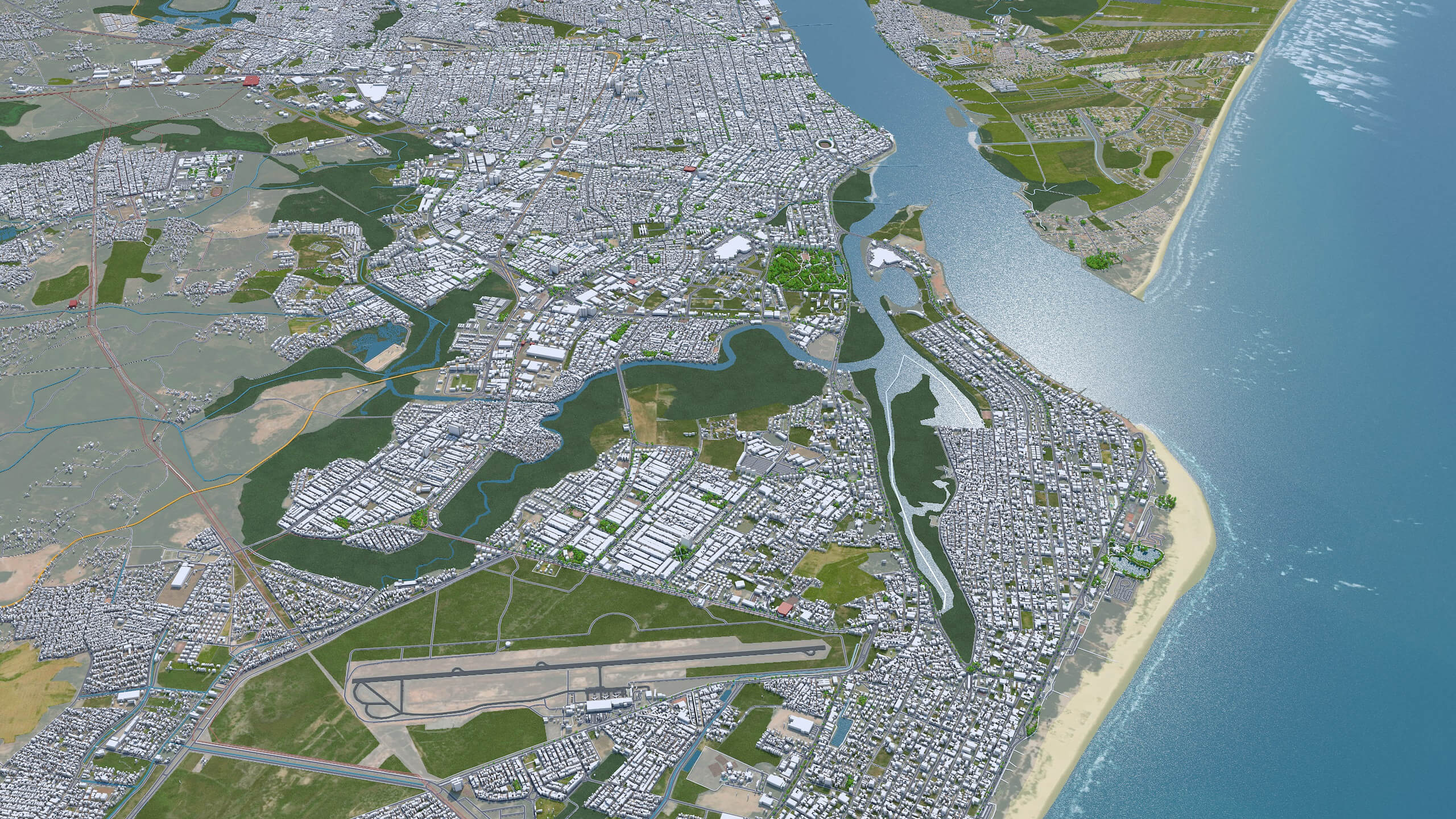 2560x1440 Aracaju City State of Sergipe Brazil 3D Model 40km