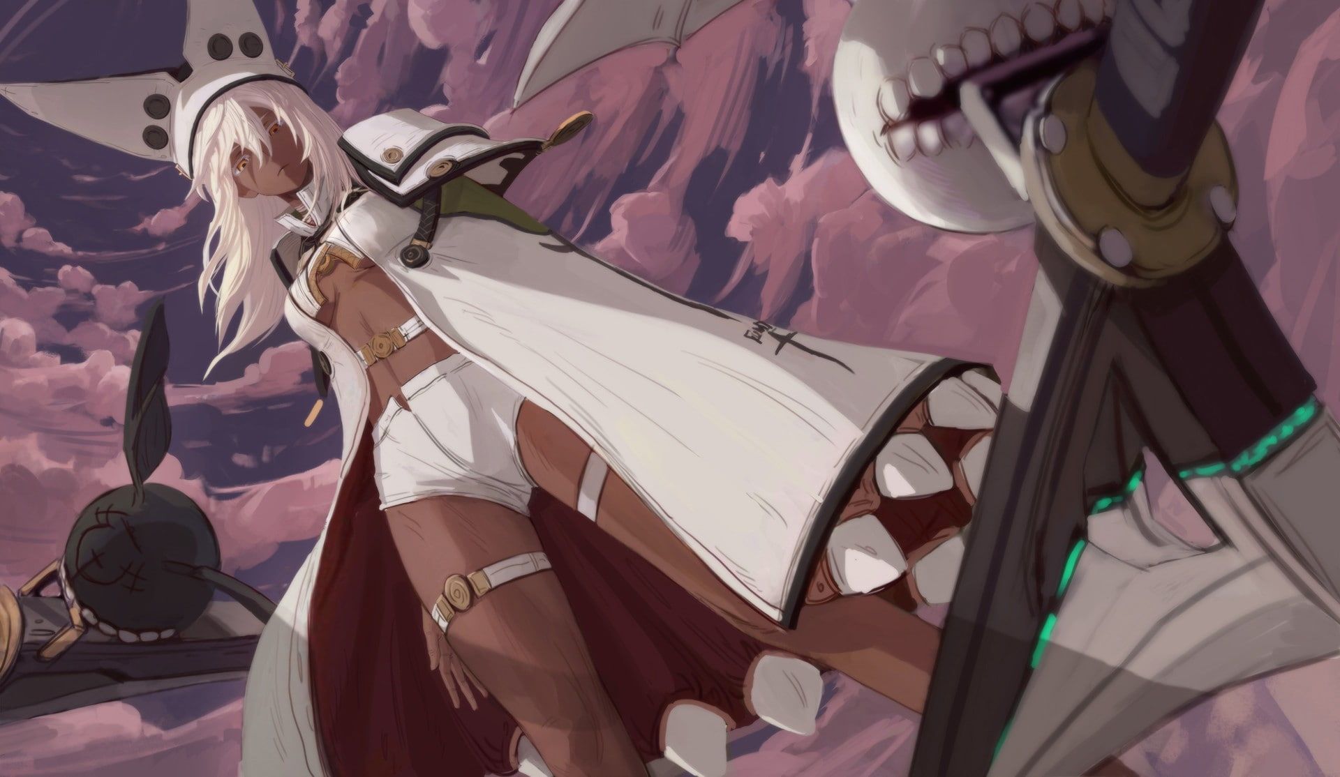 1920x1114 HD wallpaper: fantasy art, warrior, anime, Guilty Gear, Ramlethal Valentine