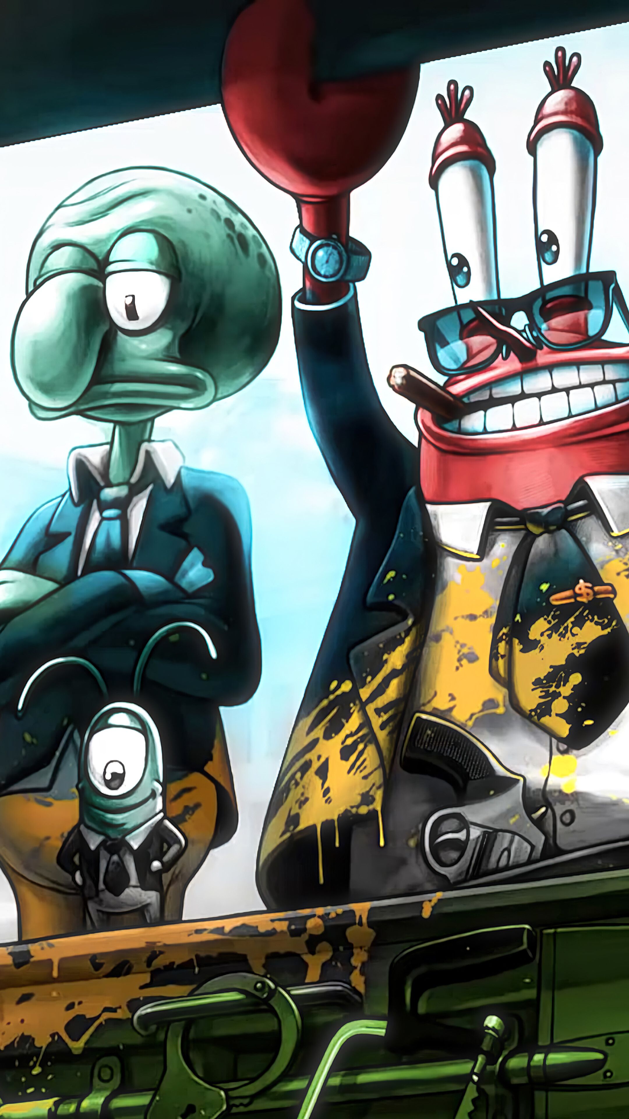2160x3840 Mr. Krabs Patrick Star Squidward Plankton 4K Wallpaper iPhone HD Phone g