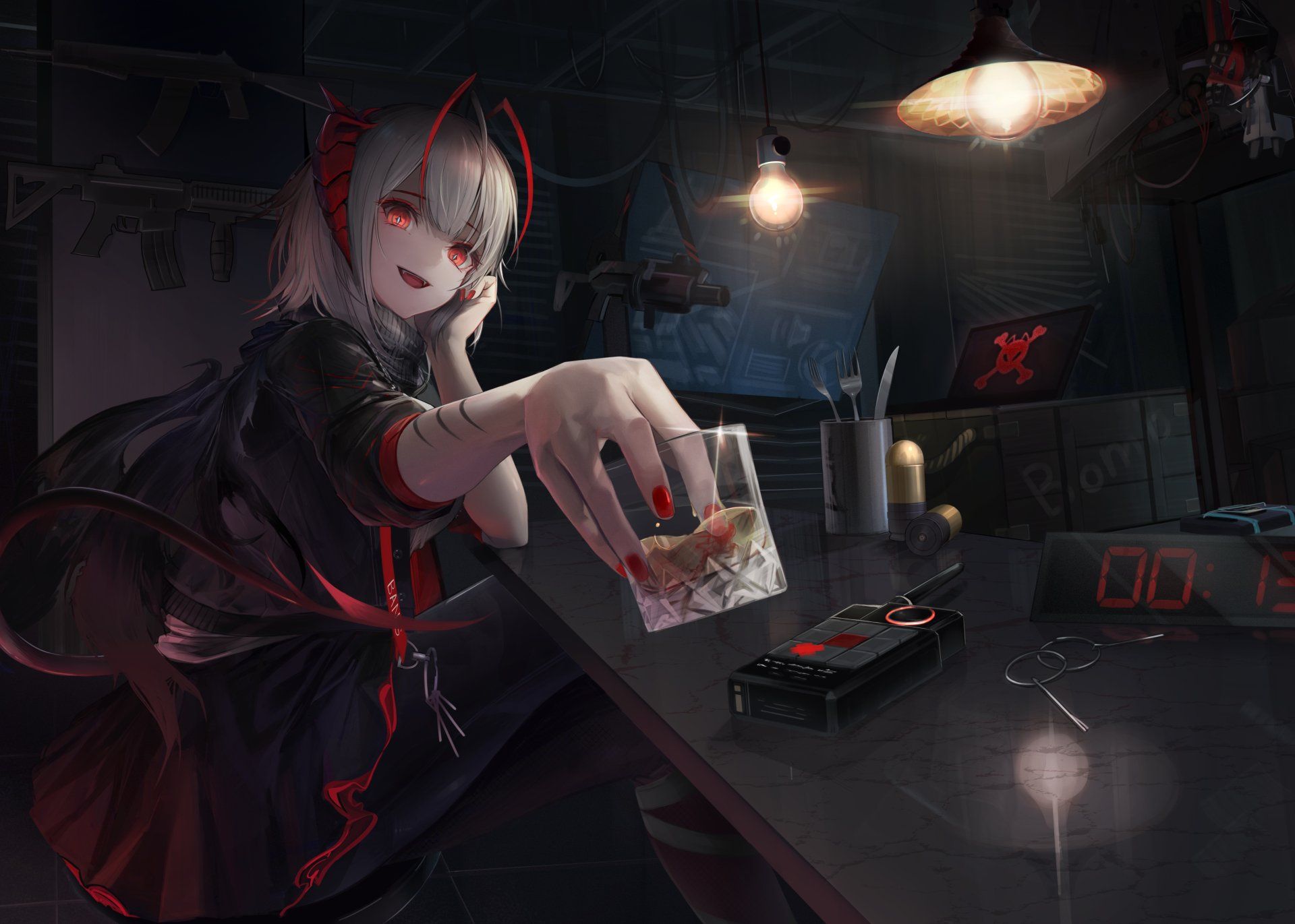 1920x1371 W From Arknights Ultra HD Wallpaper With Red Eyes And White Hair By Me Rx3312