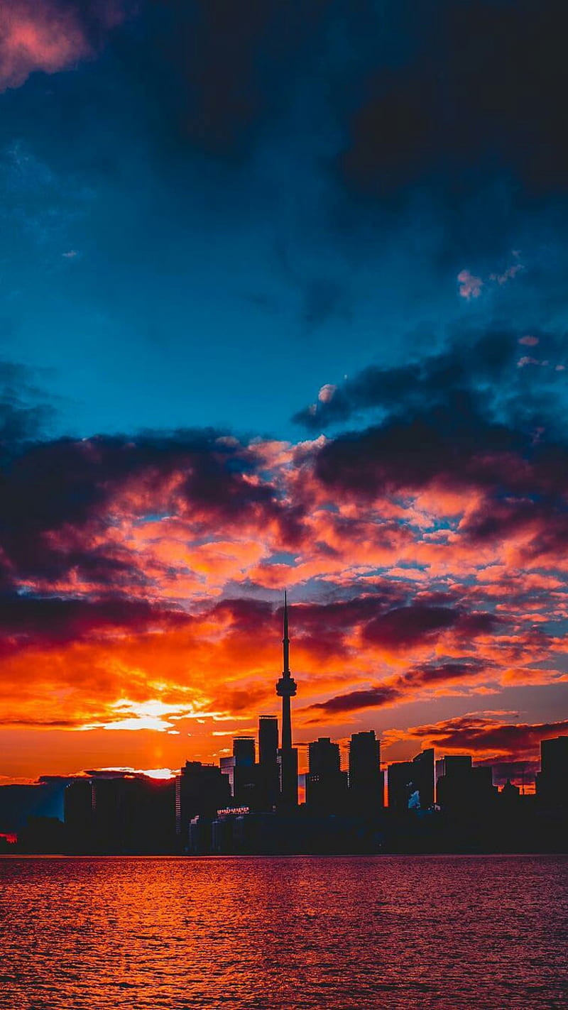 800x1423 Toronto, canada, city, clouds, nature, ontario, sky, sunset, HD phone wallpaper